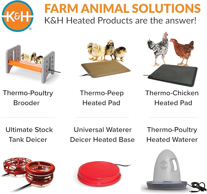 K&H Pet Products Chicken Brooder Heater for Chicks Ducklings, Adjustable Heating Plate for Brooder Boxes, Warms up to 15 Chicks, Chicken Coop Poultry Heating with Safety Light, Small 25 Watts