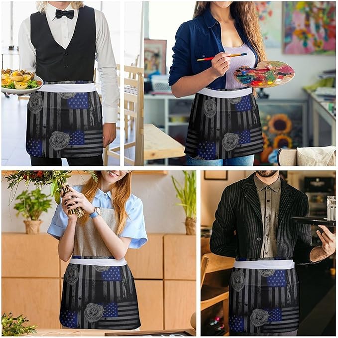 Half Apron with 3 Pockets Chef Cooking Kitchen Restaurant Aprons for Women Men