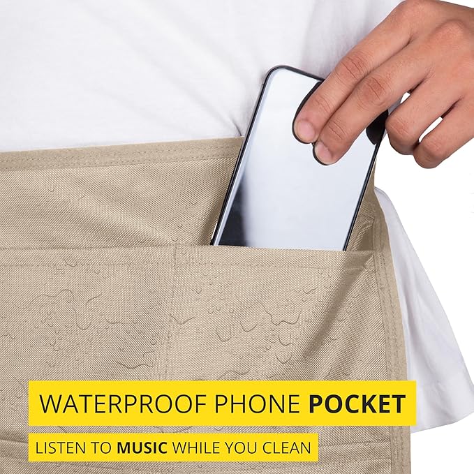 5-Pocket Waterproof Professional Cleaning Apron. Made for Pro Cleaners. Like a Cleaning Caddy Around Your Waist