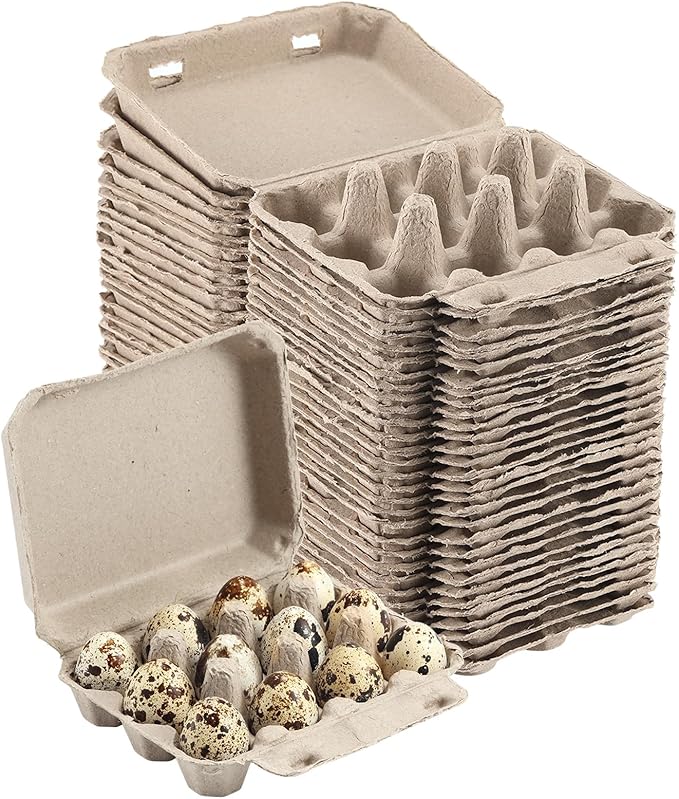 30 Pcs Quail Egg Cartons, Dozen Egg Box, 3x4 Blank Natural Color Pulp Paper Eggs Container, Egg Holder Reusable for 12 Count Quail Egg Carton Storage Strong Tray for Refrigerator