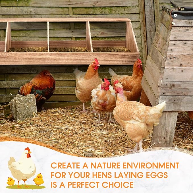 Chicken Nesting Boxes, Chicken Laying Boxes Coop Accessories Roosting Laying with Liners Large Bedding for Hens Birds Duck Coop Poultry Habitat Supplies(4 Compartment)