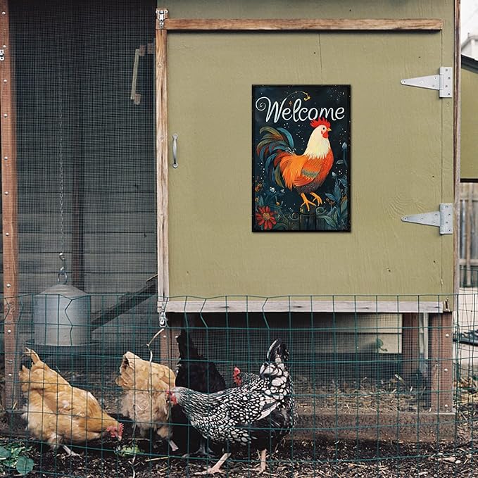 Vintage Funny Farm Metal Tin Signs Chicken Coop Sign Metal Tin Decor Chicken Coop Accessories for Home Farmhouse Kitchen Wall Decoration Chicken Lovers Gifts 8X12inch