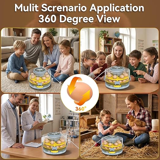 Egg Incubator for Hatching Eggs – 20-Egg Capacity with Automatic Egg Turner, Temperature & Humidity Control, LED Egg Candler, 360° Viewing for Chicken, Duck, Quail & Goose Parrot & Pigeon