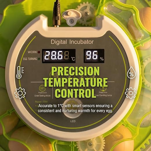 18 Eggs Professional Egg Incubator - Automatic Turning, Precise Temperature & Humidity Control, Egg Candling, 360 - Degree View, Ideal for Farms and Laboratories