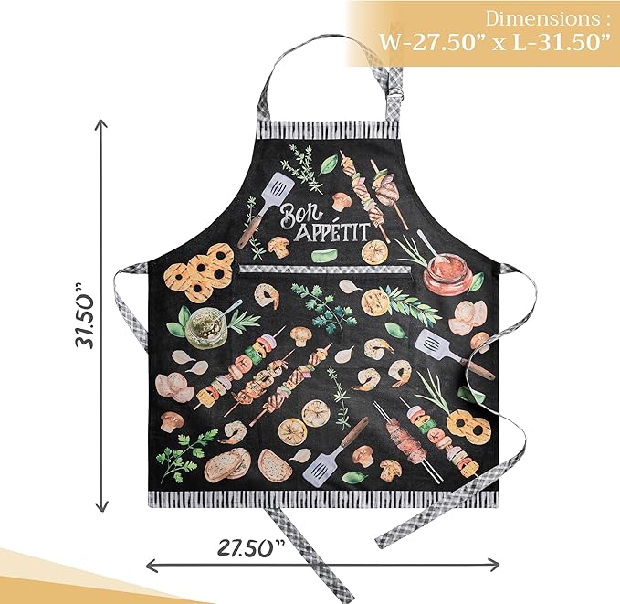 Maison d' Hermine 100% Cotton Apron for women with Pocket Kitchen Chef Apron for Men Cooking Easter Decorations