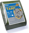 GUARD SHIELD Green Tarps Heavy Duty Plus+ Waterproof 20x20 Feet, 12mil Large Tarp with Reinforced Grommets, Outdoor Cover for Roof, Car, Boat, Truck and Ground Pool