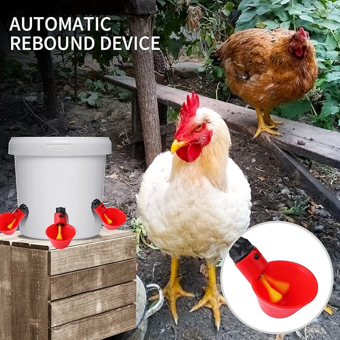 24Pack Chicken Waterer Cups,Poultry Water Cups,Automatic Poultry Waterer for DIY Poultry Quail Duck Chicken Bird Drinker