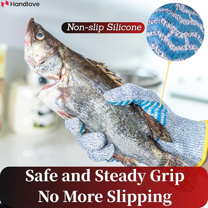 HandLove Cut Resistant Gloves, 100% Food Contact Safe, CE Level 5 Premium Protective Cutting Gloves