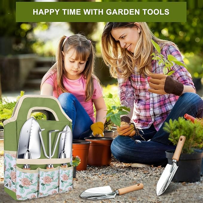 Kynup Garden Tools, 7 Piece Gardening Gift for Women, Gardening Tool Kit, Gardening Hand Tools Set, Gardening Supplies, Essentials, Garden Stuff, Thickened Stainless Steel, Rust-Proof