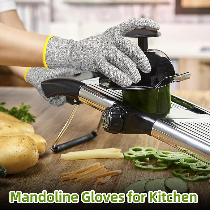 Schwer 2 Pairs High Level ANSI A7 Cut Resistant Gloves, Food Grade Cutting Gloves for Chef, Mandoline Glove for Kitchen Meat Cutting, Wood Caving, Ambidextrous, Breathable & Cool, PR1508, XL
