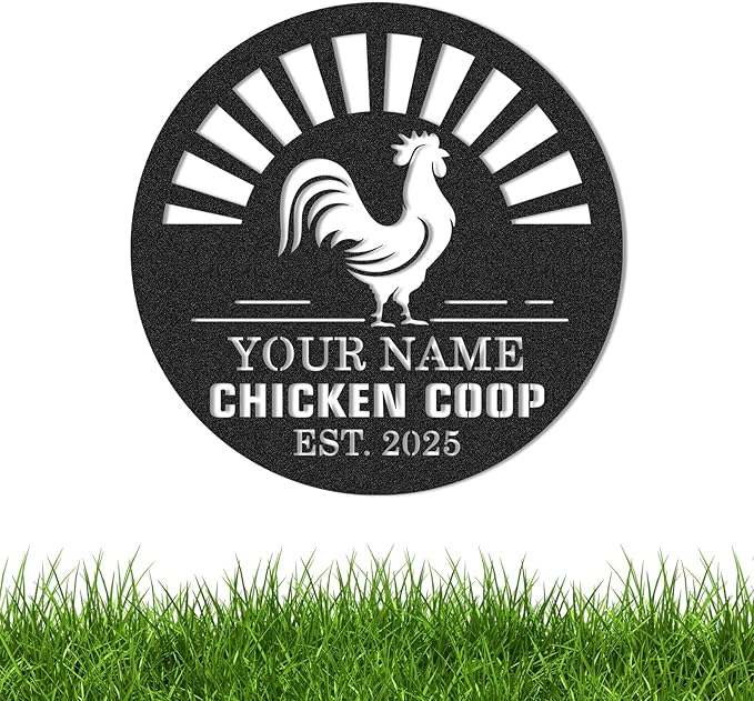 Personalized Chicken Coop Signs, Outdoor Chicken Coop Decor, Vintage Farmhouse Wall Decor, Custom Metal Name Sign for Farm Yard Garden Home, Gifts for Chicken Lovers Color06