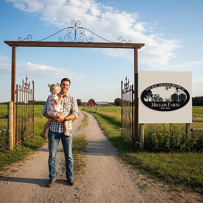 Personalized Metal Farm Signs, Custom Ranch Sign, Customized Farm Metal Signs Outdoor, Custom Large Hanging Family Name Sign for Farms, Ranch, Barn, Farmhouse