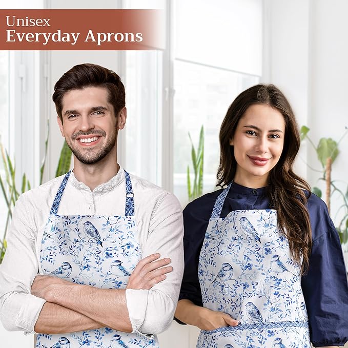 Maison d' Hermine 100% Cotton Apron for women with Pocket Kitchen Chef Apron for Men Cooking Easter Decorations