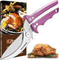 Heavy Duty Poultry Shears - Kitchen Scissors All Purpose, Chicken & Fish Shears, Easily Separable, Dishwasher Safe (Purple)