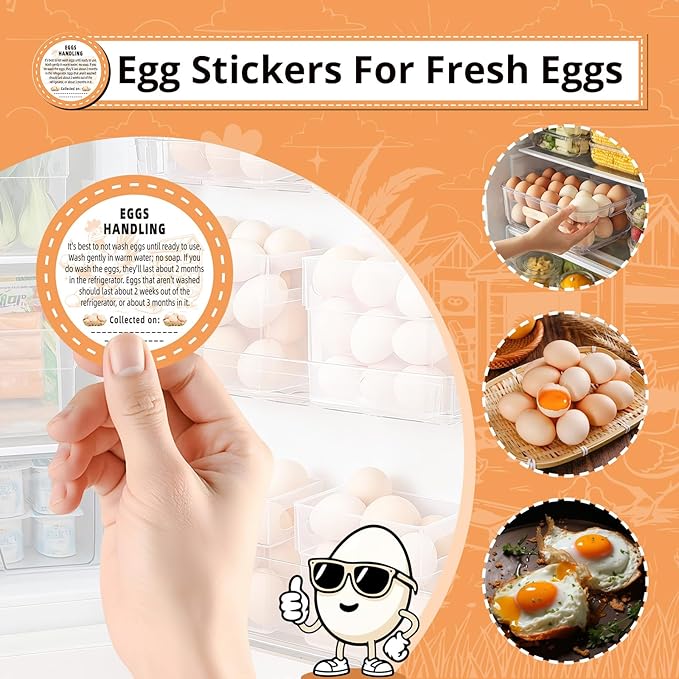 500Pcs Farm Fresh Egg Carton Stickers Labels, 1.7 Inch Self Adhesive Writable Handling Stickers for Farm Small Businesses and Chicken Farms Farmers Markets