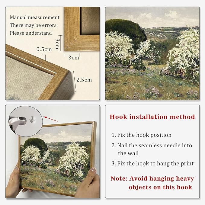 Rustic Landscape Pictures Farmhouse Wildflower Painting Vintage Farmhouse Posters Countryside Canvas Wall Art Nature Scenery Pictures Retro Landscape Artwork Antique Farmhouse Wall Art 8x10in Framed