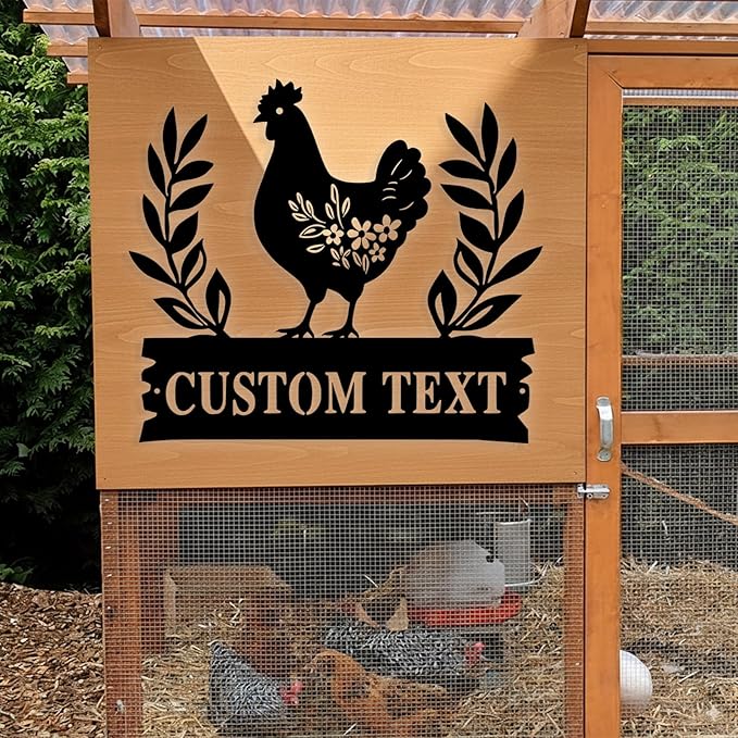 Custom Chicken Coop Metal Sign, Personalized Chicken Coop Sign for Outside, Custom Metal Hen House Farm Signs, Chickens Hen House Farmhouse Wall Art Decor