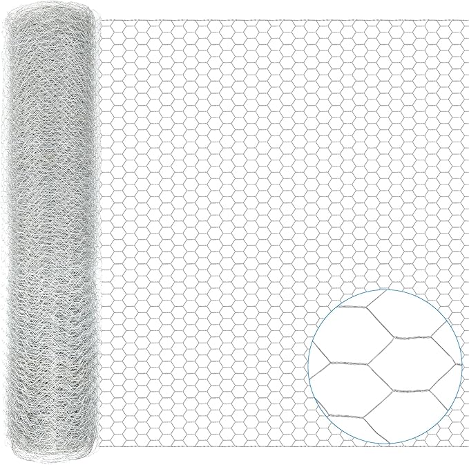 45 in X 100 ft Chicken Wire Fencing Metal Floral Chicken Wire Fence for Crafts 1 Inch Hexagonal Galvanized Poultry Wire Netting for Chicken Coop Barrier Rabbit Cage