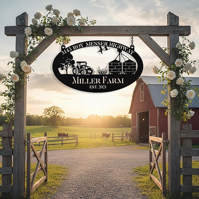 Personalized Metal Farm Signs, Custom Ranch Sign, Customized Farm Metal Signs Outdoor, Custom Large Hanging Family Name Sign for Farms, Ranch, Barn, Farmhouse
