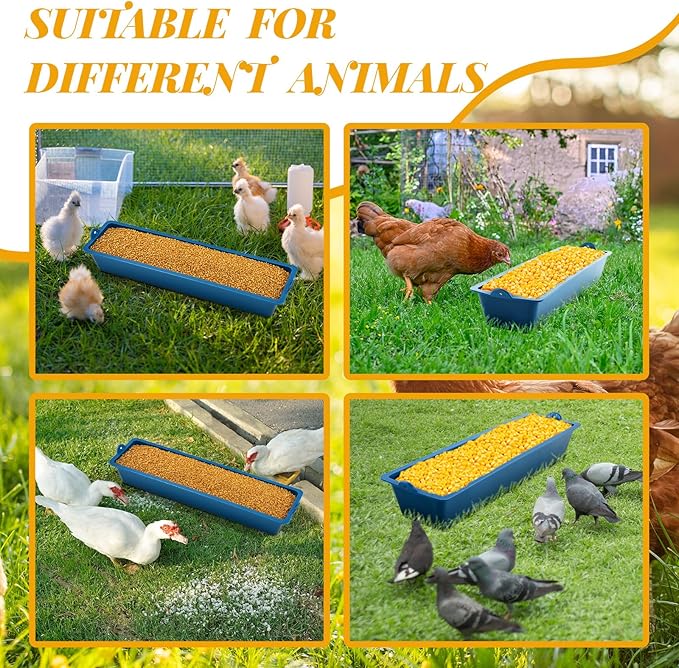 Maxdot 6 Pack Chicken Feeder Trough Removable Plastic Poultry Feeding Equipment Bucket for Chick Quail Duck Pigeons Removable Hanging Chicken Feed Trough, 16.5" Length
