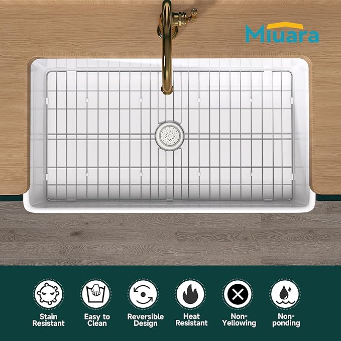 Farmhouse Sink 36 Inch - Extra Large Apron Front Kitchen Sink Reversible 36"x20"x10", Undermount, Farm House Style Deep Single Bowl, Heavy Duty Solid Fireclay, Glossy White, for Kitchen