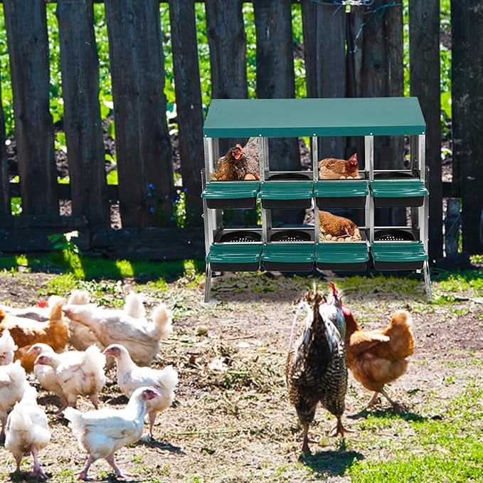 Chicken Nesting Box,Nesting Boxes for Chickens,Roll Away Nesting Boxes,8 Hole 2 Layer Hen Nest Boxes with Legs,Chicken Nesting Boxes,Easy Egg Collection,Cleanable Pull Out Hen Roosting Boxes