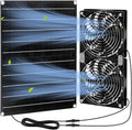 Riakrum 1 Set 2 Pcs 15w 12v Solar Powered Dual Fan Kit, Waterproof Solar Exhaust Intake Cooling Ventilation Fan for Chicken House, Doghouse, Greenhouse, Pet House, DIY Cooling Ventilation