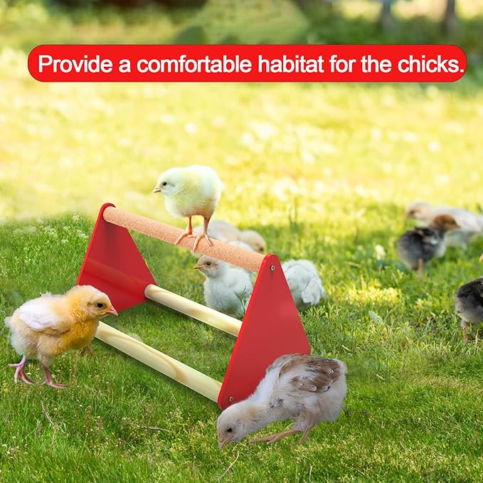 Chick Feeder and Waterer Kit, 6 Pcs Baby Chicken Supplies with Large 0.4 Gal Chick Waterer, Plastic Feeder Trough and Perch, Chicken Starter Kit for Coop and Brooder for Small Poultry Quail (Red)