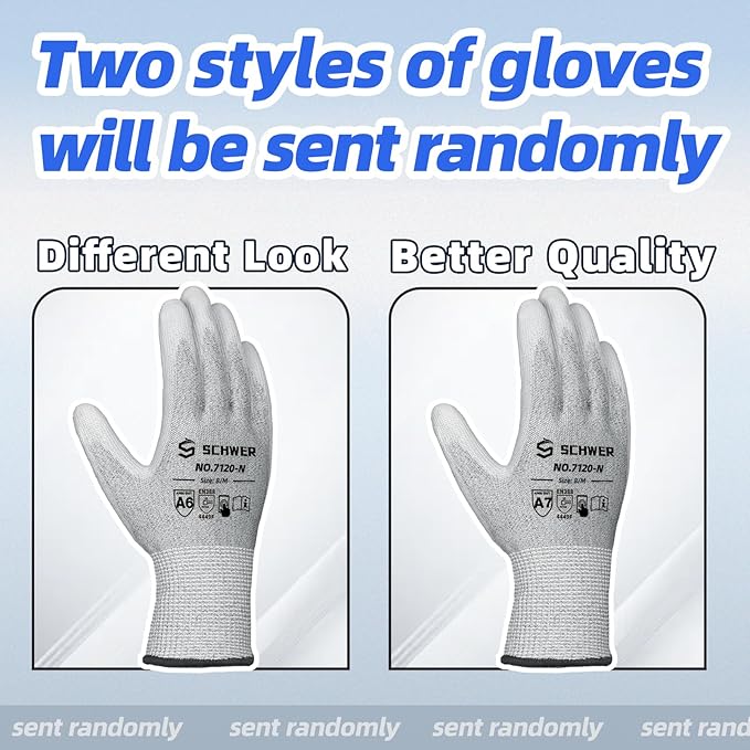 Schwer 3 Pairs Cut Resistant Gloves ANSI A6/A7 (Send Randomly) Cut Proof Work Gloves, Touchscreen, for Men and Women Used to Woodworking, Glass Cutting, Construction, Cargo Handling, L