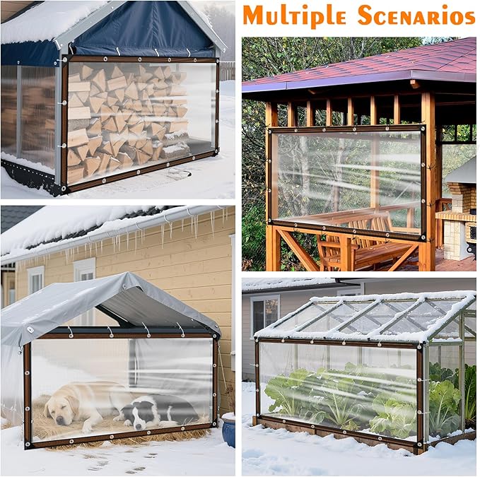 NNG 4 x 8ft Waterproof Chicken Coop Cover for Winter,Anti-Tear Chicken Run Tarp with Rope & Cable Tie,Chicken Coop Insulation Windproof Winterizing Cover for Poultry Cage Patio Covering