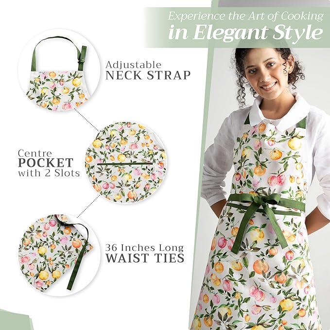 Maison d' Hermine 100% Cotton Apron for women with Pocket Kitchen Chef Apron for Men Cooking Easter Decorations
