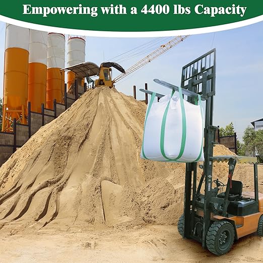 1 Pack 2 Ton FIBC Bulk Bag,35"L x 35"W x 43"H,4400lbs SWL,Woven Polypropylene Heavy Duty Bulk Bags,Duffle Top Flat Bottom for Industrial Agriculture Large-scale Storage Construction Debris