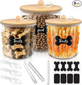 3 Pack Airtight Dog Food Storage Container, Dog Treat Container Dog Food Containers with Bamboo Lids 8x7''&6x5'',Pet Food Storage Container,Cat Food Container with Scoops,Clamp,Labels,Pen