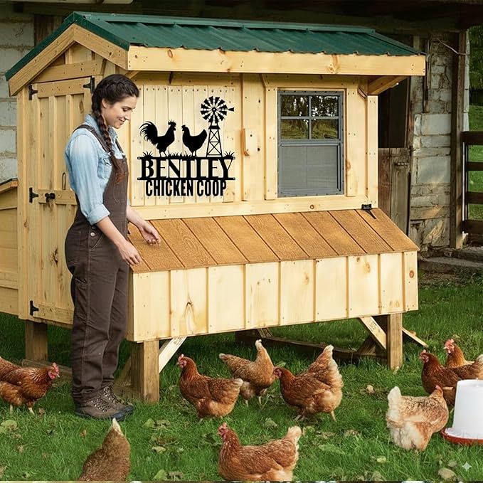 Custom Chicken Coop Metal Sign, Personalized Chicken Coop Sign for Outside, Custom Metal Hen House Farm Signs, Chickens Hen House Farmhouse Wall Art Decor