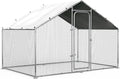 ORANLAND Large Metal Chicken Coop, Spire Chicken Runs for Yard with Cover, Walk in Chicken Coop with Security Lock and Waterproof Cover for Outdoor Farm Use