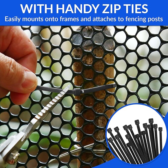 Plastic Wire Mesh Fence 15.7" x 31 ft – Chicken Wire Fencing for Dogs, Rabbits & Poultry – Snake Barrier & Fence for Balcony – Includes 10 Pegs & 15 Zip Ties – Durable, Weatherproof & Easy to Install