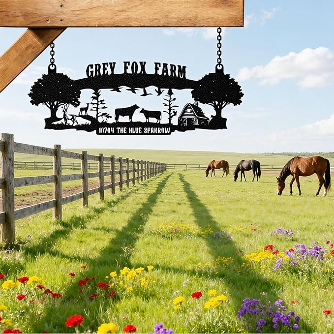 Personalized Farm Sign, Custom Farm Metal Signs Outdoor, Custom Ranch Sign, Customized Family Name Metal Signs for Farms, Ranch, Barn, Farmhouse, Housewarming Rancher Gifts