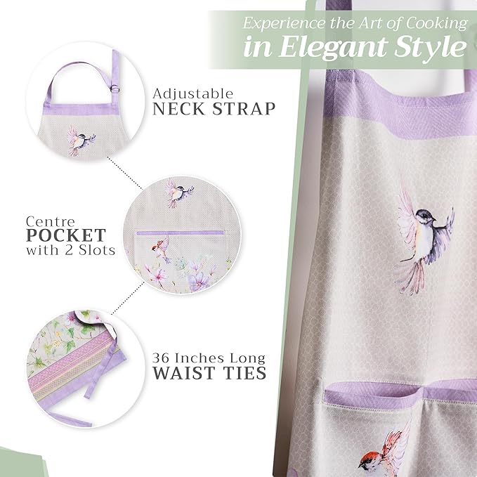 Maison d' Hermine 100% Cotton Apron for women with Pocket Kitchen Chef Apron for Men Cooking Easter Decorations