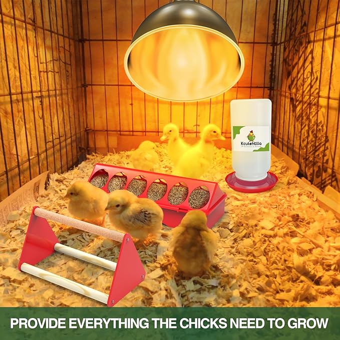 All-in-One Chick Brooder Kit with 75W Adjustable Heat Lamp, Spill-Proof Feeder & Waterer, and Rust-Proof Perch Stand for 5–15 Chicks