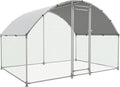 Large Metal Chicken Coop with Run, Walk-in Dome Roof Poultry Cage with Waterproof & Anti-UV Cover for Yard for Ducks & Rabbits