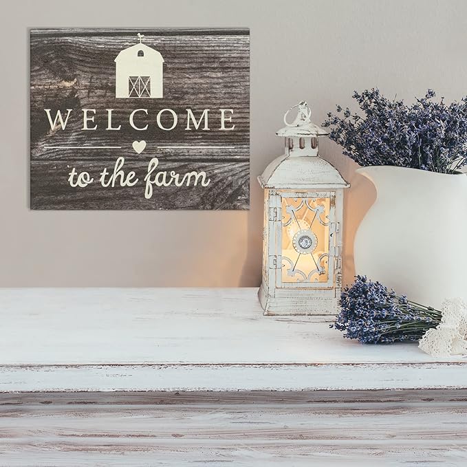 JennyGems Welcome To the Farm Wooden Sign, Barn Gifts, Rustic Farmhouse Decorations Wall Hanging, Gray Wash