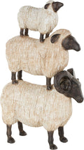 Deco 79 Polystone Sheep Stacked Sculpture with Black Accents, 9" x 4" x 15", Cream