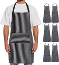 Will Well Kitchen Apron for Men and Women - 33" x 27" Oil-and-Water-Resistant with Adjustable Neck Strap and 38" Waist Ties for a Snug Fit, Lightweight with 2 Front Pockets - 6-Pack, Black