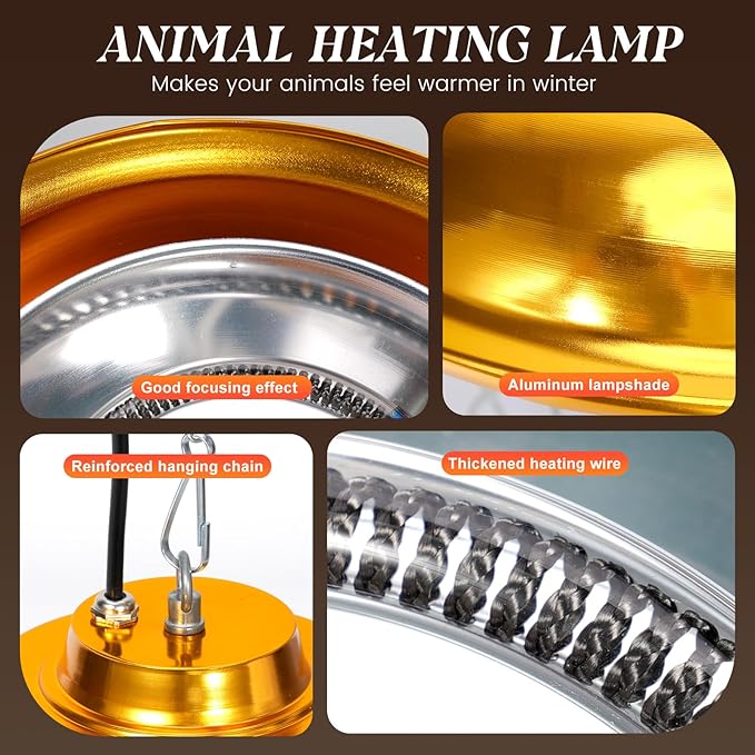 Chicken Heat Lamp Chick Brooder Chickens Coop Heater Heating Lamp for Outdoor & Indoor 300W Heater for Dog Rabbit Duck Chicken Piglet Goat (300W)