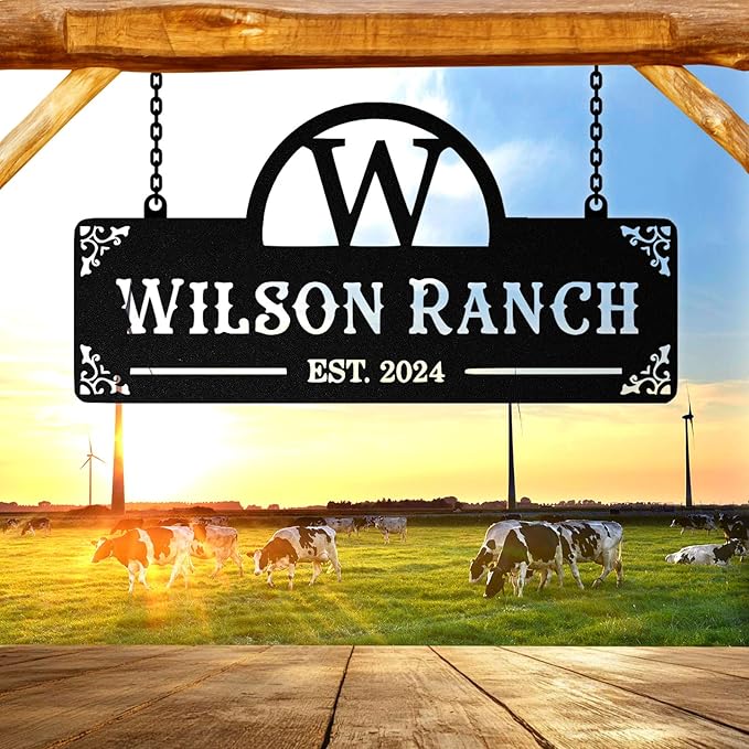 Personalized Metal Farm Signs, Custom Farm Metal Signs Outdoor, Custom Ranch Sign, Customized Family Name Sign for Farms, Ranch, Farmhouse - Housewarming Rancher Gifts