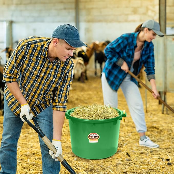 Little Giant® Plastic Muck Tub | Durable & Versatile Utility Bucket with Handles | Muck Bucket | Durable Handles | 70 Quart | Lime Green