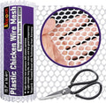 MaPorch Plastic Chicken Wire Mesh Fence with Scissors - White Mesh, 15.7" x 16.4 ft - Quick-Install Chicken Wire Fencing - Durable Garden Netting Plant Protectors from Animals - Pet & Poultry Netting