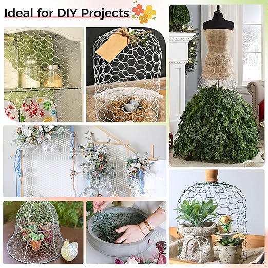Chicken Wire for Floral Arrangements, Garden Poultry Netting 18 × 240 Inch Galvanized PVC Coated 0.75in Hole Size Hexagonal Wire Garden Fence for Chicken Coop Barrier Rabbit Cage,Green