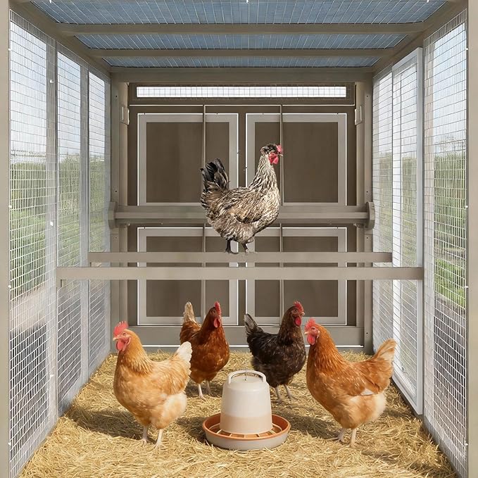 Large Chicken Coop with Run, Chicken Run with Waterproof Cover, Large Poultry Cage for Yard Farm Backyard Hen House, Duck Coop and Rabbit Run with Nesting Boxes, for 4-6 Chickens