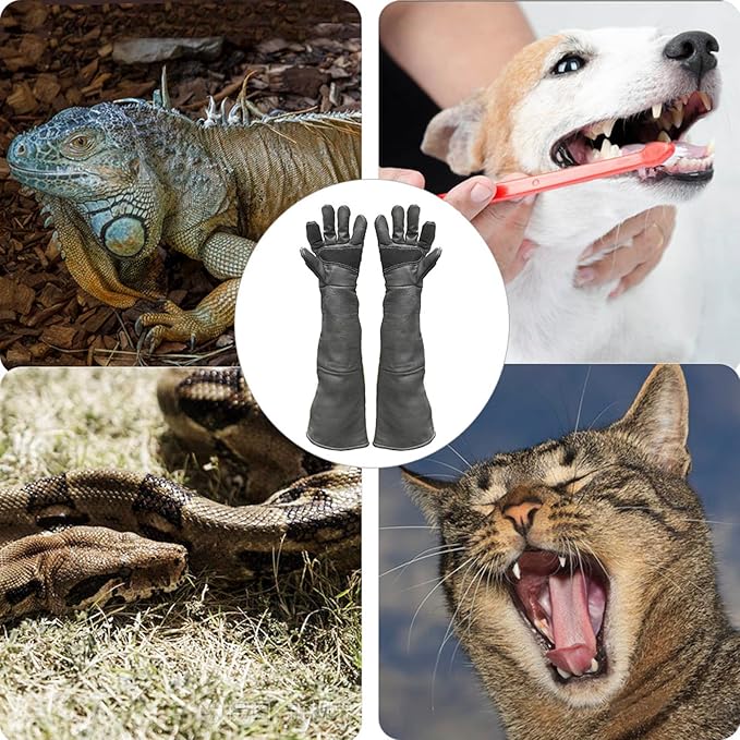 Animal Handling Gloves Bite Resistant, 60cm/ 23.6In Bite Proof Glove for Welding, Gardening, Handling Cat/Dog/Bird/Snake/Lizard/Falcon/Reptile, Anti-Bite Work Gloves (Deep Color)